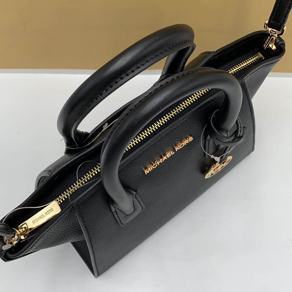 Michael Kors Avril Small Leather Top-Zip Satchel BLACK COLOR - Picture 8 of 16